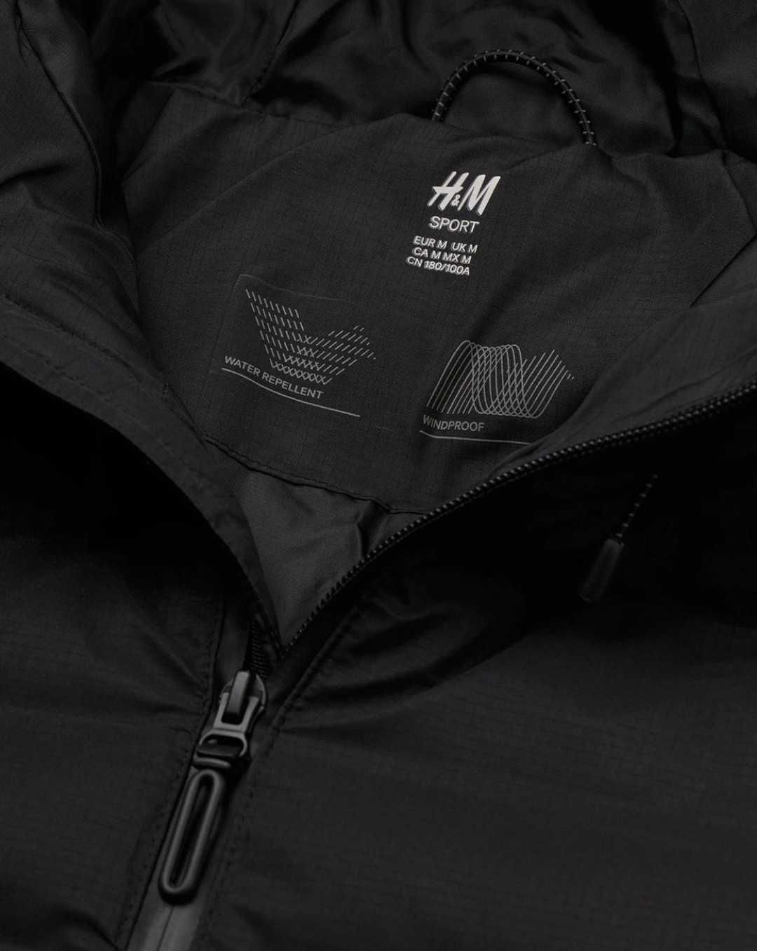 H&M sport р.48-50(s) водо и ветро непроницаемая утеплёная куртка мужск