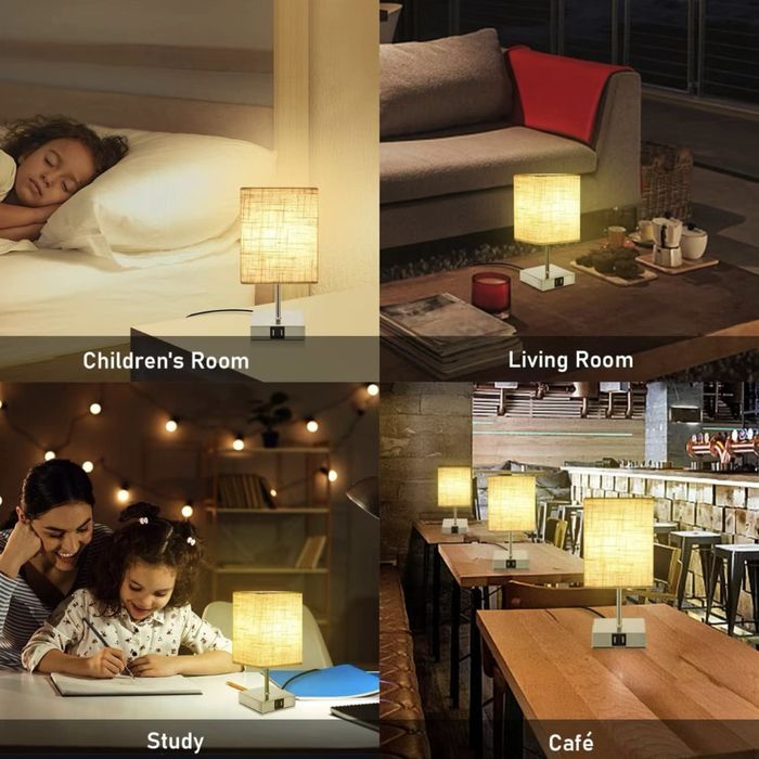 2 Lampki nocne z 2 portami USB