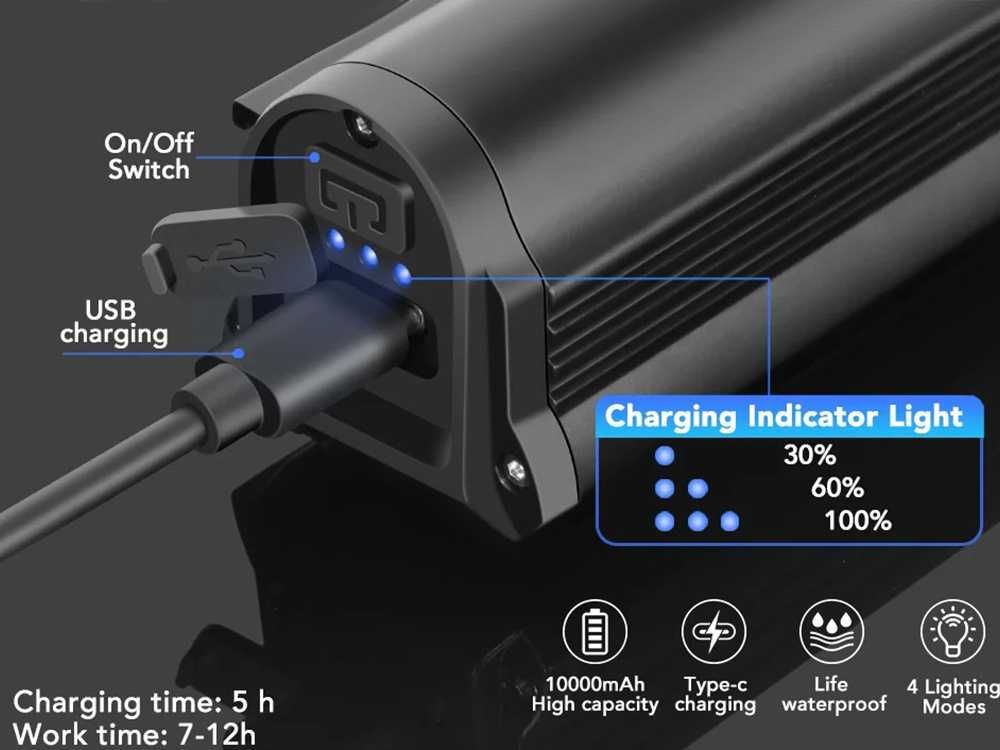 Lampka rowerowa LED światło przód i tył USB akumulator zestaw