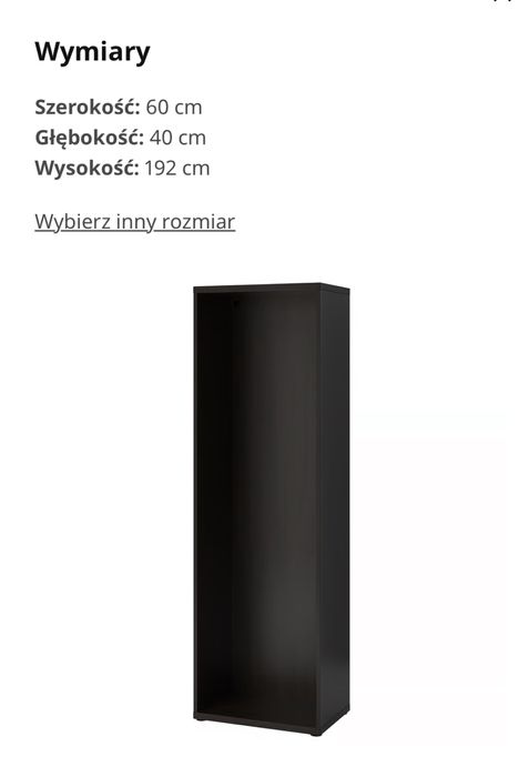 Szafka Besta Ikea, czarnybrąz, 60x40x192