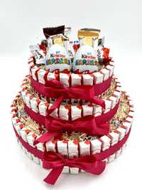 Tort Kinder 3 - piętrowy Prezent na Urodziny Komunię Box prezentowy