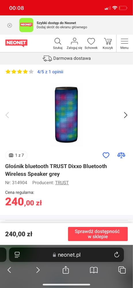 Głosnik bluetooth Trust DIXXO - światła imprezowe, USB, AUX, Karta SD!
