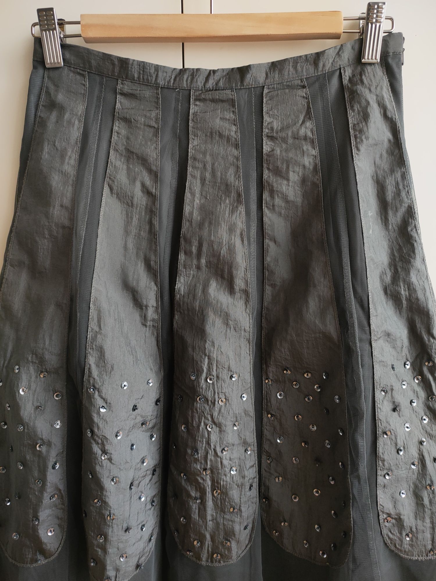 Tiulowa midi szara spódnica z cekinami damska Vero moda 34 XS
