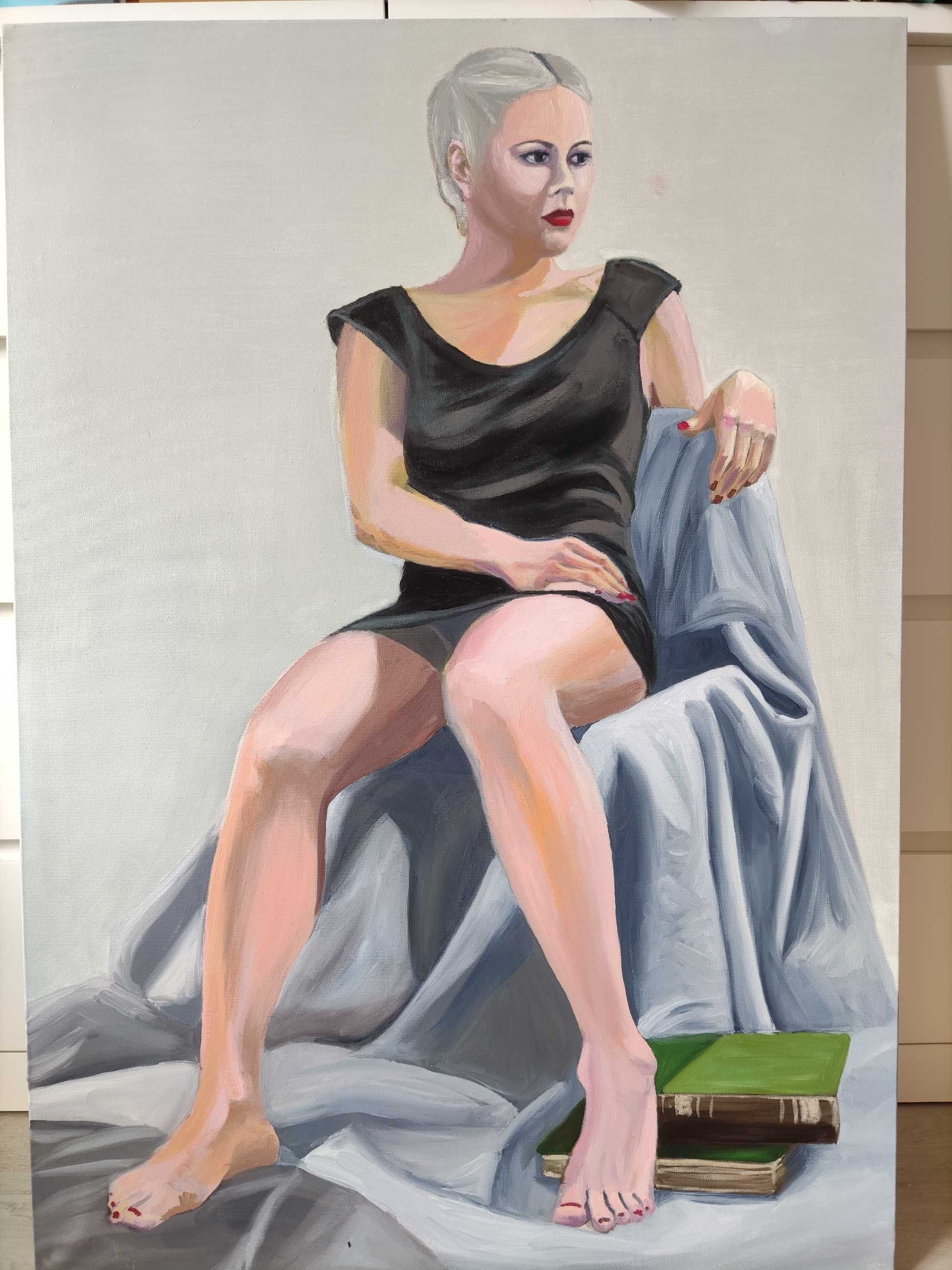 Obraz olejny na płótnie 100x70 akt kobieta