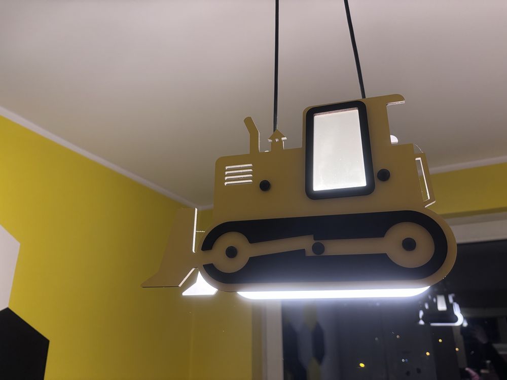 Lampa wiszaca spychacz / żyrandol do pokoju dziecięcego