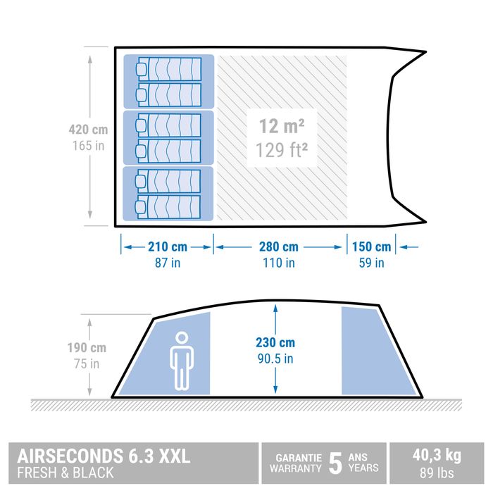 Tenda insuflável de campismo - Air Seconds 6.3 XXL F&B - 6
