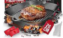 Patelnia grillowa żeliwna na indukcje do grilla piekarnika 26 cm