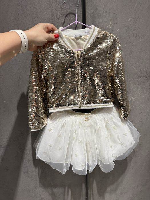 3-4р, 104-110, Шикарний модний костюм, спідниця дитяча, паєтки! ВАУ!