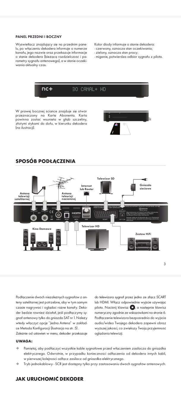 Dekoder mediaBOX+ HD recorder nc+ model: ITI-3740SX z dyskiem 500gb