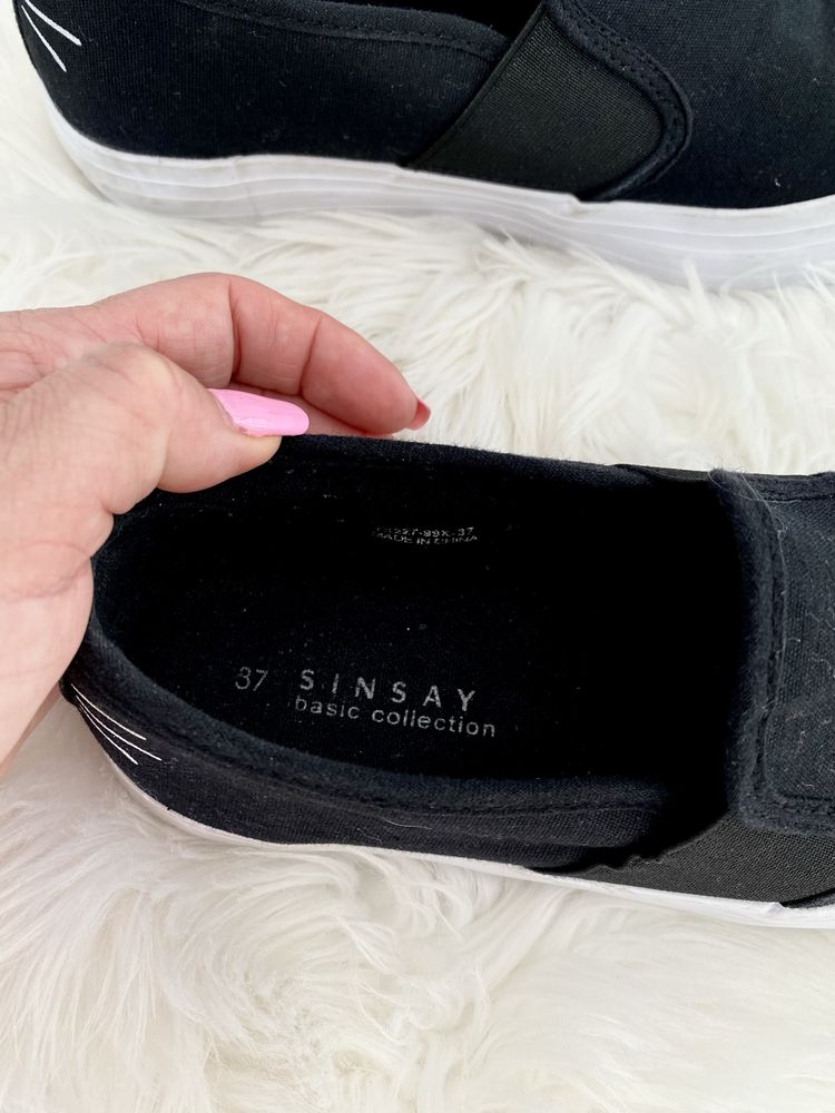 Buty trampki czarne wsuwane Sinsay wyzsza platforma rozmiar 37