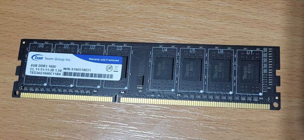 Оперативна пам'ять 4GB DDR3 TED34G1600C11 BK