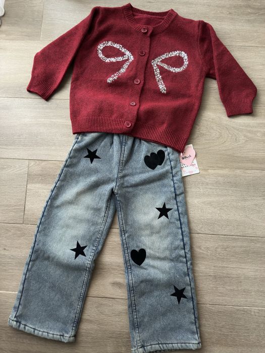 Джинси утеплені та светрик для дівчинки 120-130см