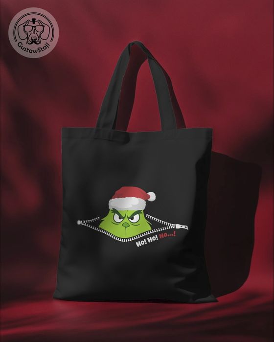 Torba bawełniana z nadrukiem świątecznym - Grinch