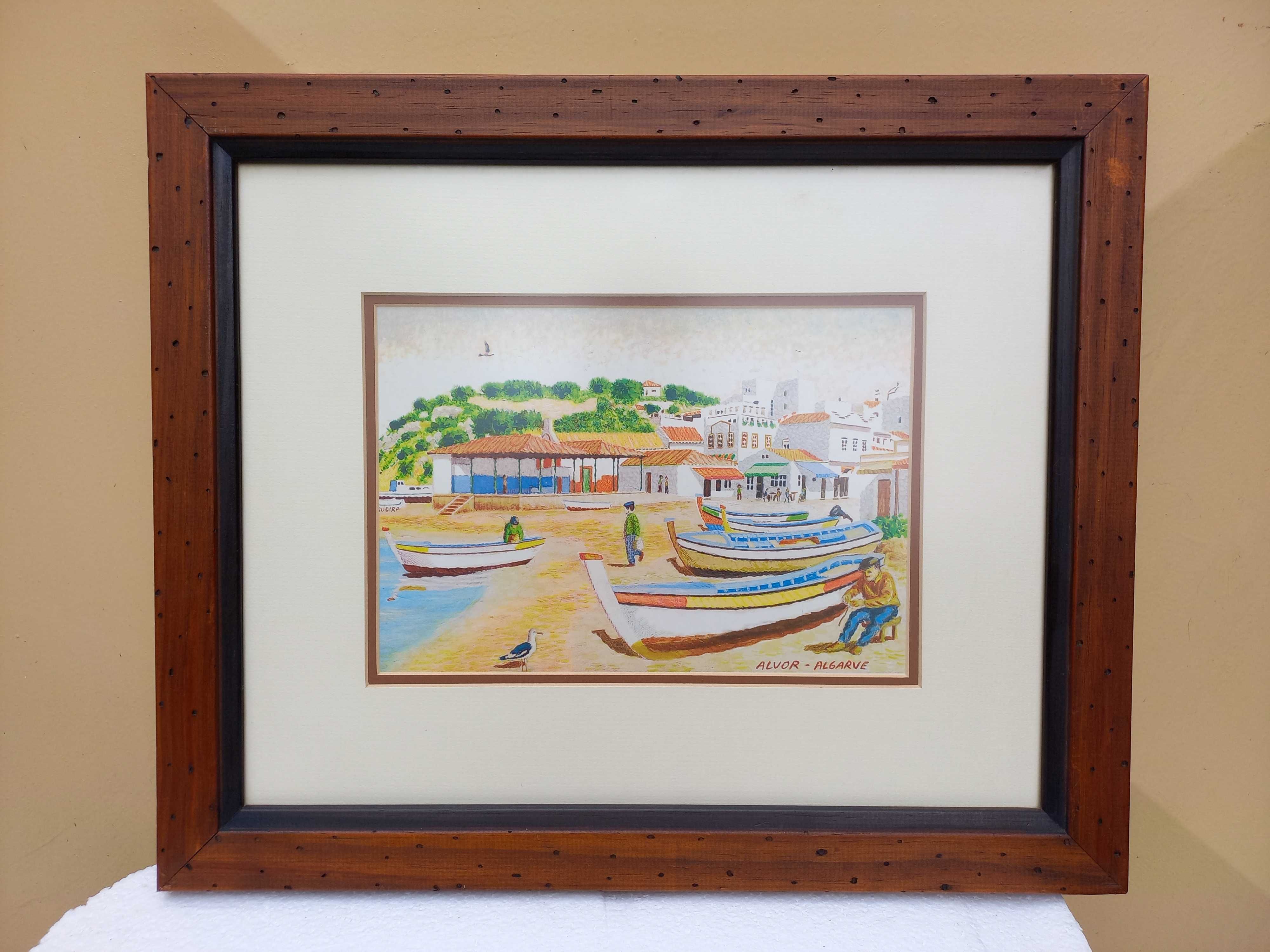 Quadro Pintado á Mão com Moldura Ria de Alvor