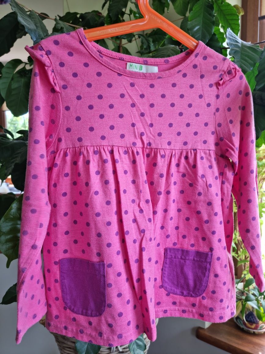 Sukienka tunika różowa w fioletowe groszki 5-6 lat 110-116 cm