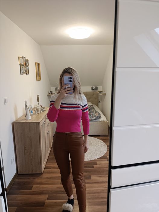 Bluzka dziurki sweterek ażurowa nowa XS s m bawełna paski Stradivarius