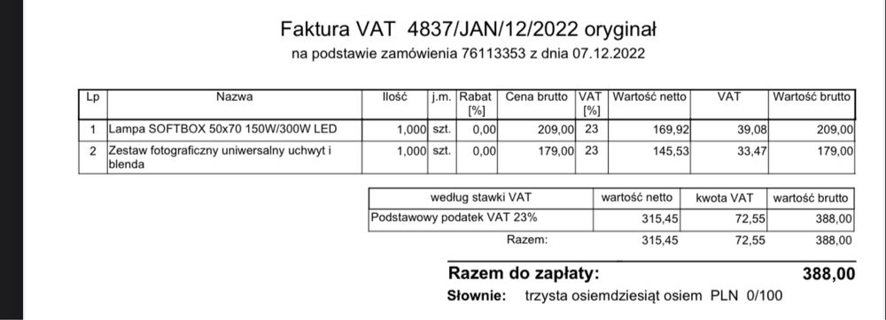 Spftbox 50x70, statyw blenda JAK NOWE