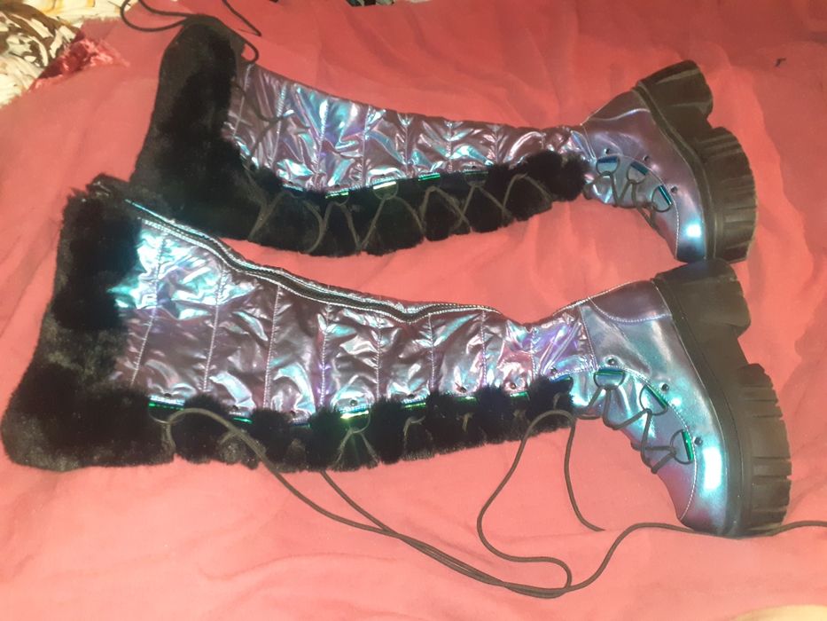 Высокие сапоги дутики Space BAE Escaped зимние тёплые фиолетовые 36