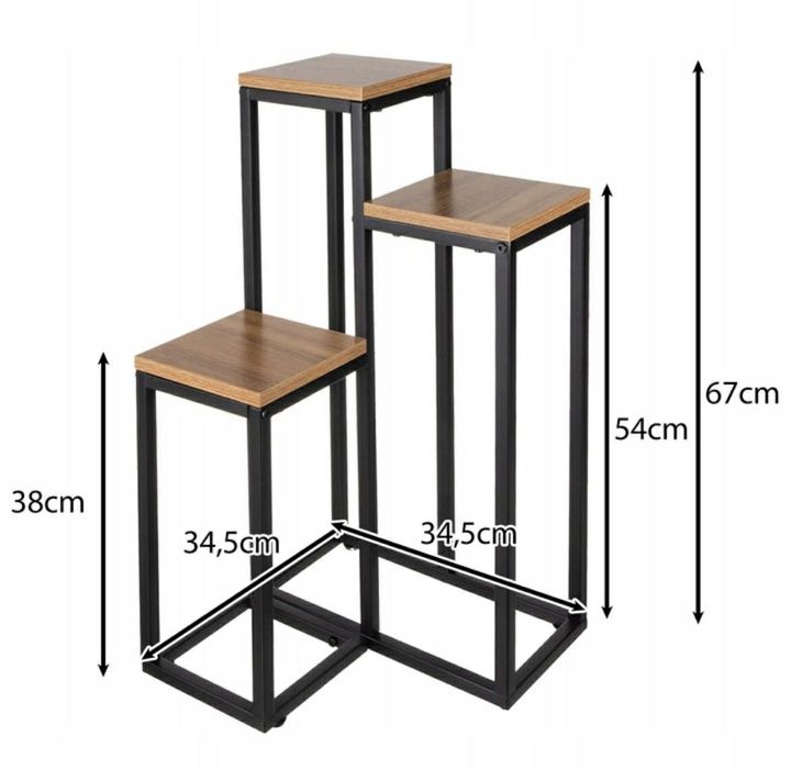 Kwietnik Stojący Stojak na Kwiaty Kwiatki Rośliny Metalowy Loft 3 Pozi