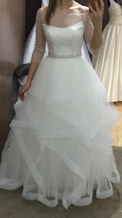 Suknia ślubna 2w1 krotka i długa r.36