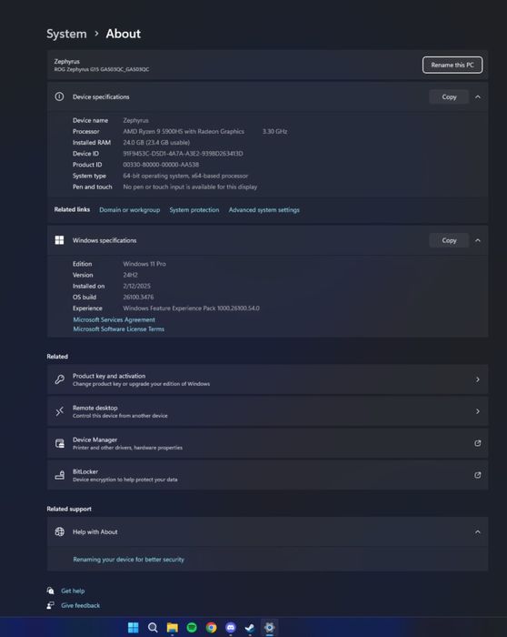 Asus Rog Zephyrus G15 RTX 3050 1Tb M2 24 ОЗУ
