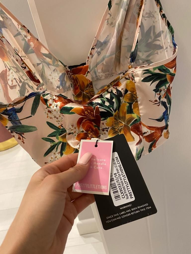 Crop Top Krótki Gorset Floral Print Kwiaty