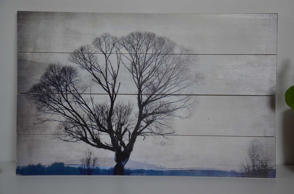 obraz dekoracja drzewo na sosnowych deskach 38x60 Really Nice Things