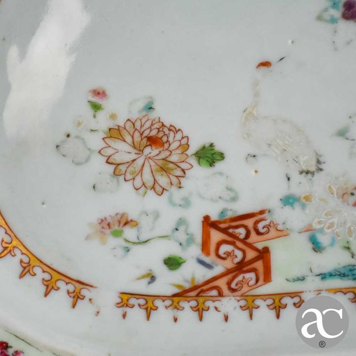 Travessa Porcelana China, Flores e Garças Período Qianlong, séc. XVIII