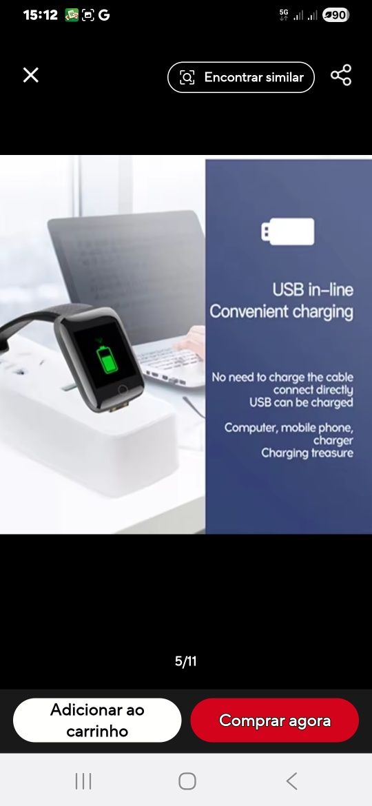 Smartwatch Simples várias cores
