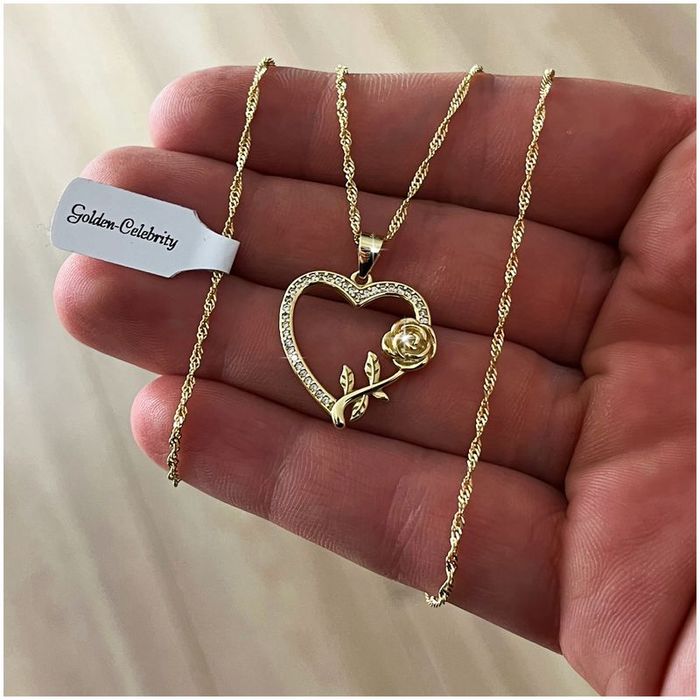 Złoty Naszyjnik Serce 925 Prezent Dla Dziewczynki Na Komunię Chrzest R