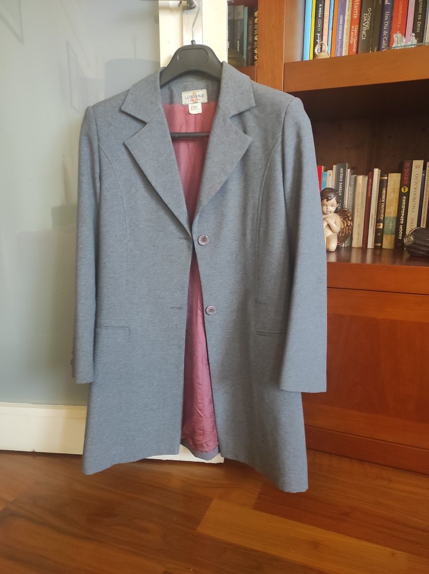 Fato senhora, casaco mais vestido manga cava, cumprimentos 83 cms