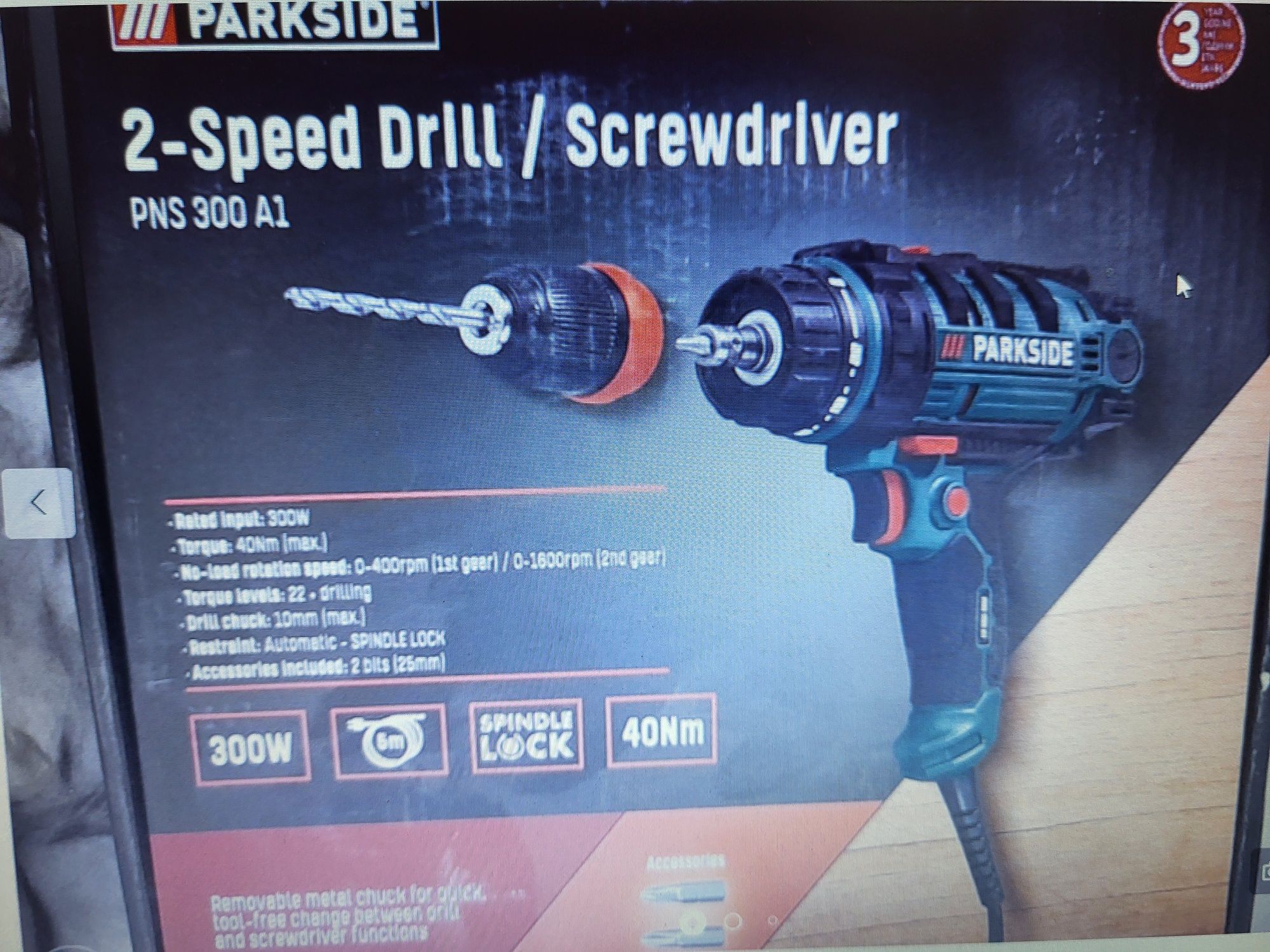 Berbequim+Aparafusadora 300W [Parkeside)