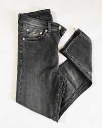 grafitowe jeansy slim cropped high waist | spodnie z wysokim stanem