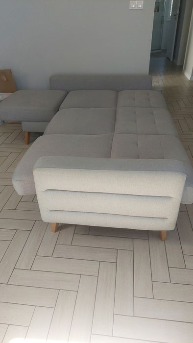 Narożnik sofa z funkcją spania, duzy pojemnik na posciel, nowoczesny