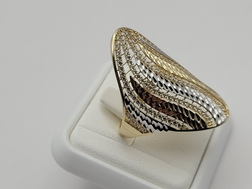 Nowy złoty pierścionek złoto próby 585, rozmiar 20 złoto rodowane