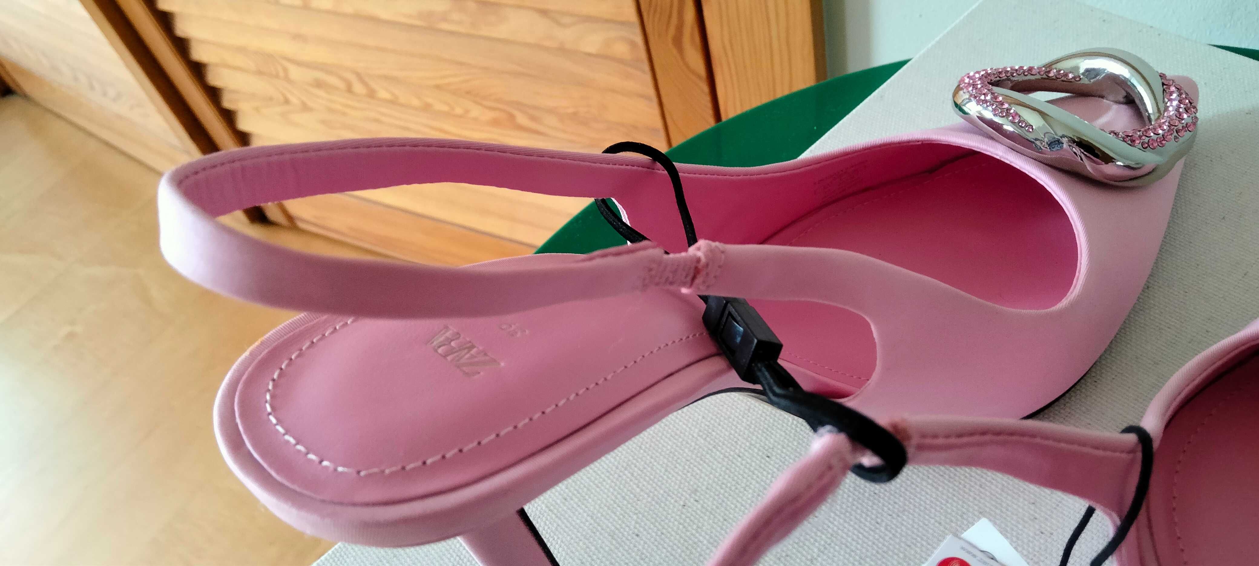 Buty na obcasie z efektem satyny Zara r.39 -nowe