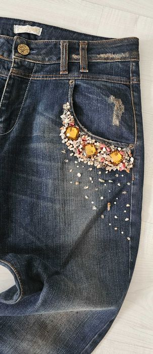 JUSTOR dzinsy zdobione włoskie roz L/XL