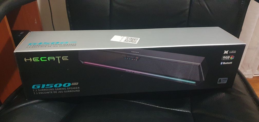 Soundbar gaming marca Hecate G1500 como nova na respectiva caixa