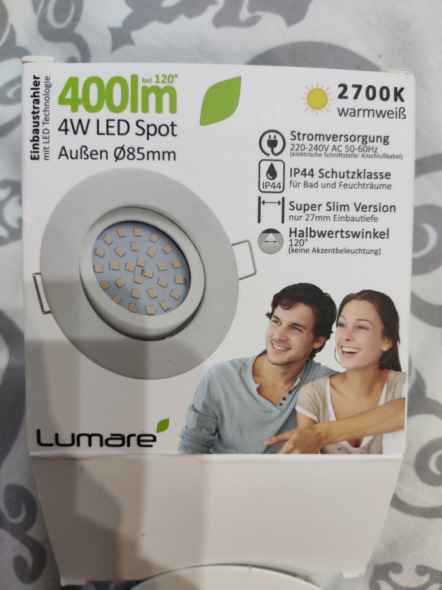 Lampa klosz halogenowy podsufitowe LED 2700k 400lm 85mm