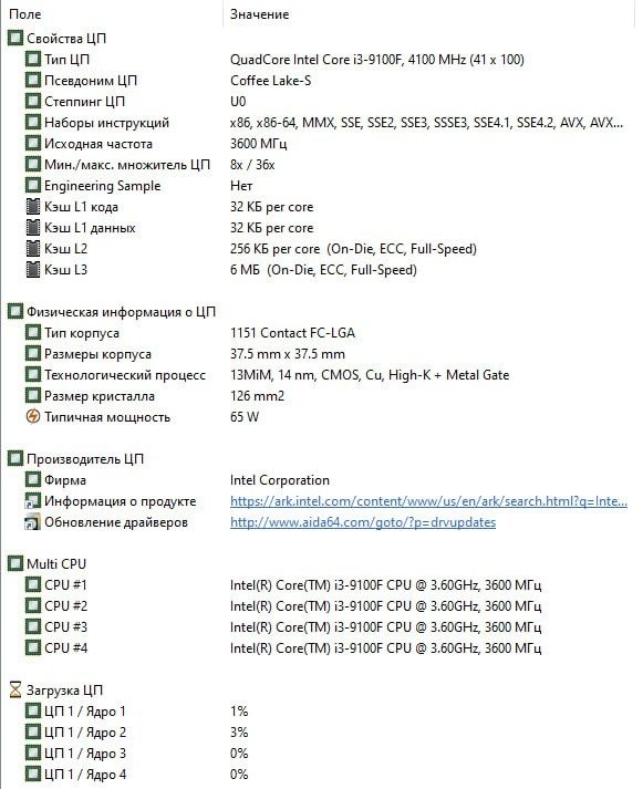 Процессор Intel Core i3-9100F 3.6GHz/8GT/s/6MB (BX80684I39100F) s1151