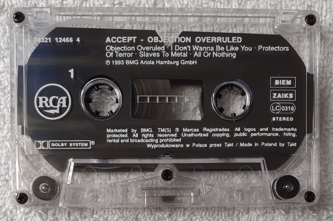 Accept – Objection Overruled (Cassette, Album)