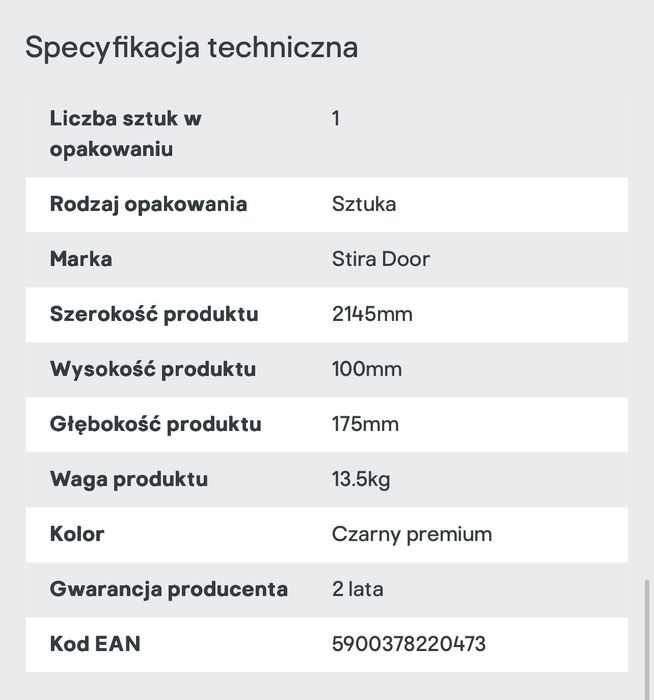 Ościeżnica z belką. Komplet