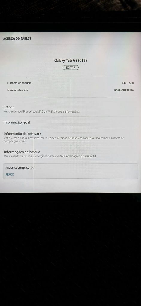 Tablet Samsung SM-T580 - Como Novo