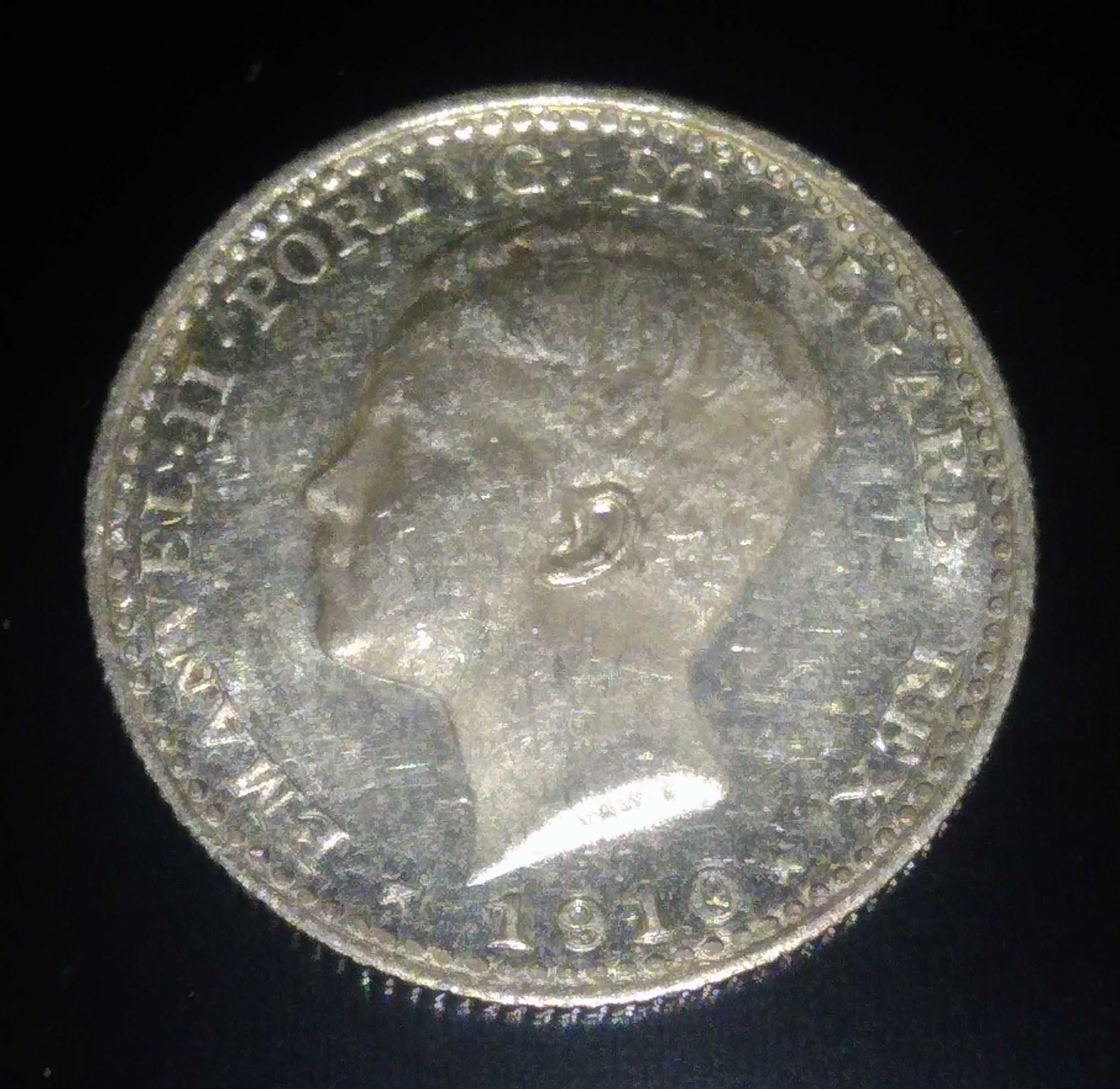 2 moedas, 1 de 100 reis 1910 D. Manuel ll e 1 de 10 centavos 1915 bela