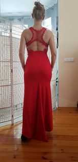 czerwona długa sukienka L