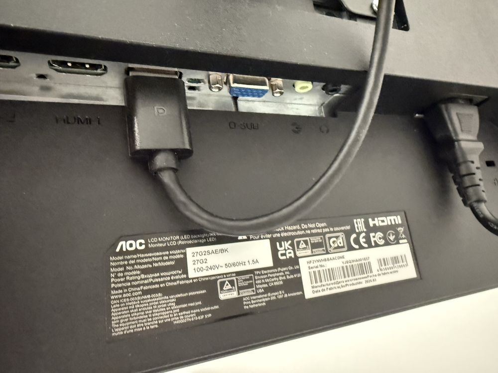 Monitor AOC 27G2SAE 27” 165 Hz 1 ms – stan idealny