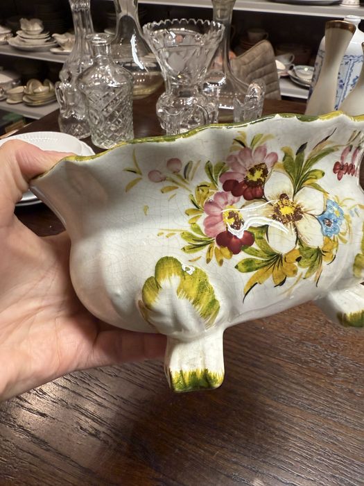 Osłonka ceramiczna doniczka Włoska Italy ręcznie malowana 1908