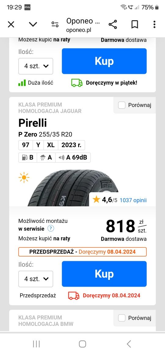 255/35/20 Pirelli P Zero , 4szt