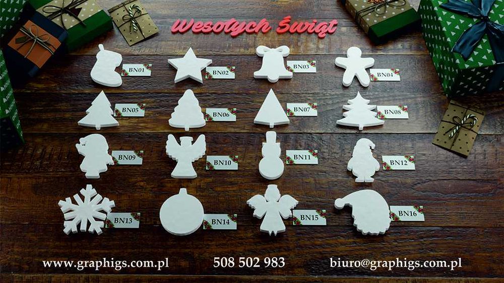 Mix świątecznych ozdób styropianowych do dekorowania -100 szt.