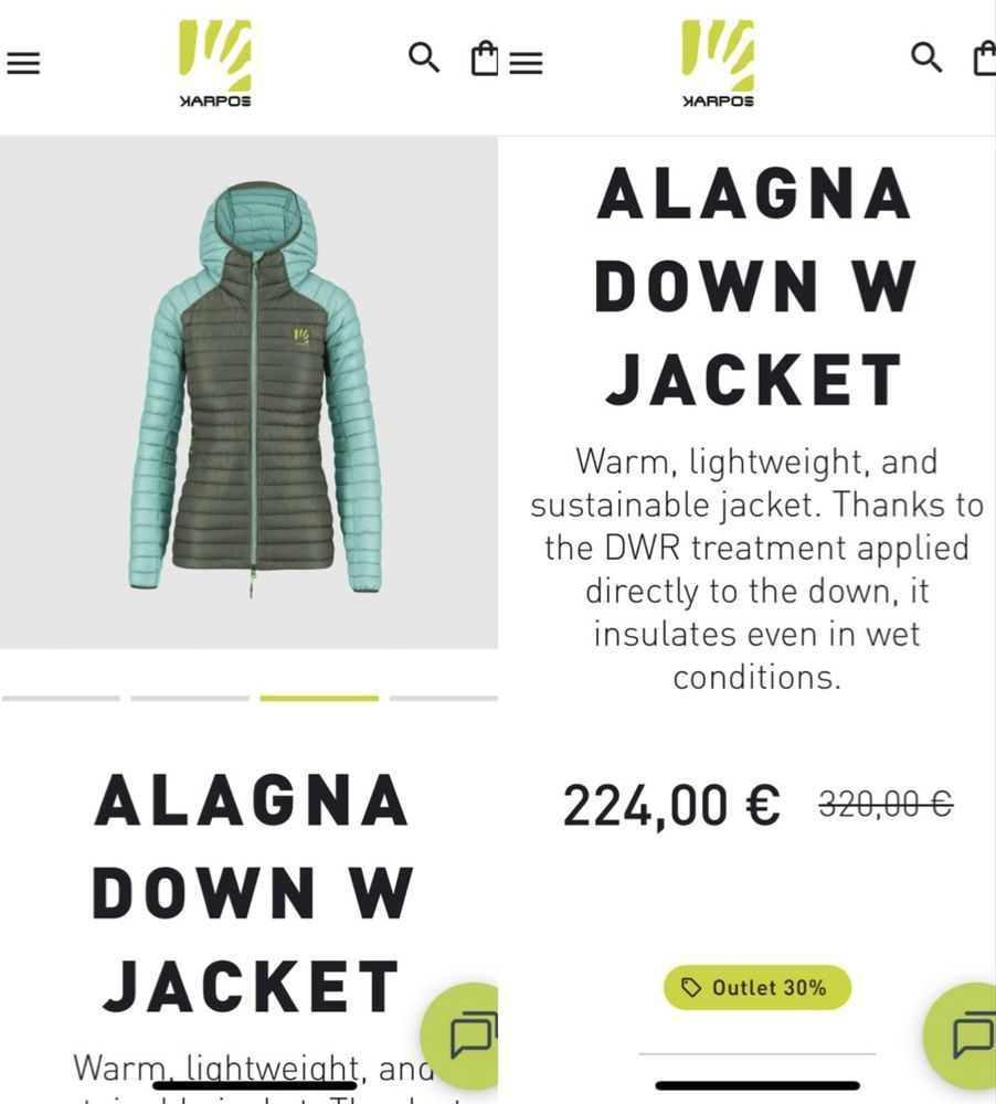 Жіноча пухова куртка Karpos Alagna Down – Thyme / Aqua Ski